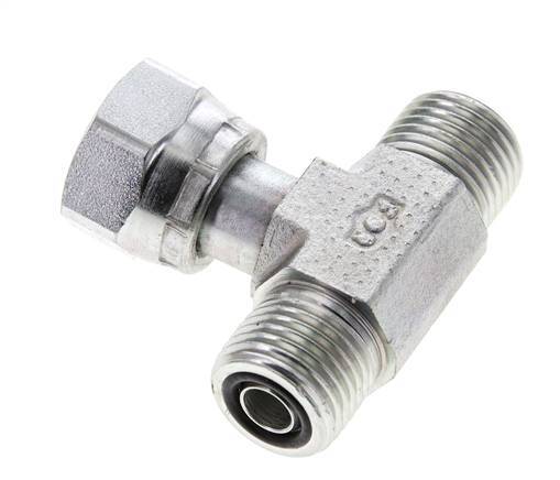 UN 11/16''-16 M/F Verzinkt Stalen T-stuk ORFS met wartelmoer 630 Bar - Hydrauliek