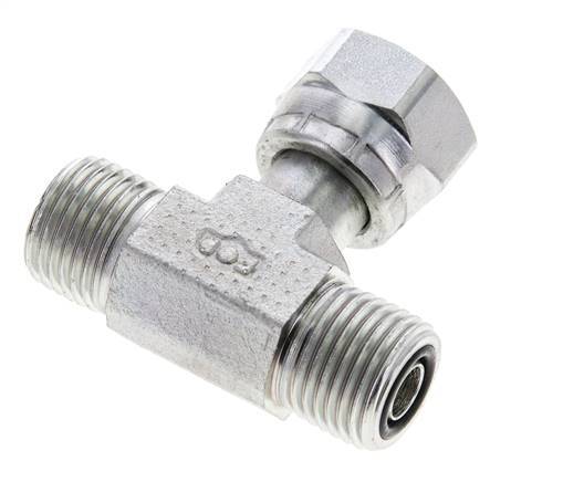 UN 11/16''-16 M/F Verzinkt Stalen T-stuk ORFS met wartelmoer 630 Bar - Hydrauliek