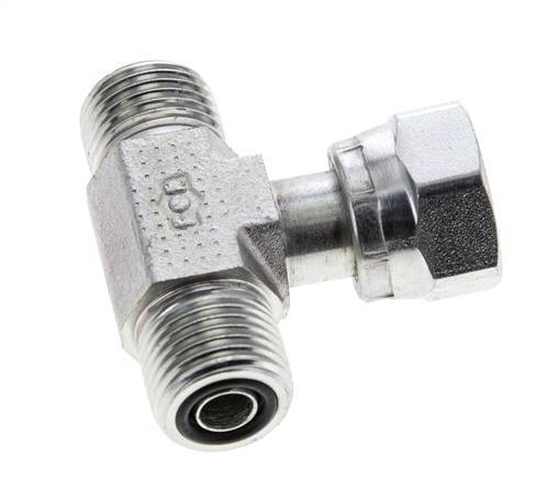 UN 11/16''-16 M/F Verzinkt Stalen T-stuk ORFS met wartelmoer 630 Bar - Hydrauliek