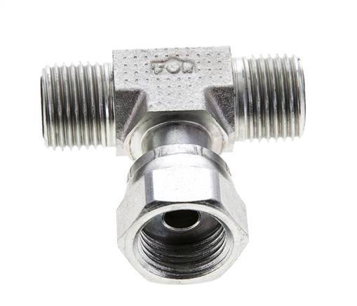 UN 11/16''-16 M/F Verzinkt Stalen T-stuk ORFS met wartelmoer 630 Bar - Hydrauliek