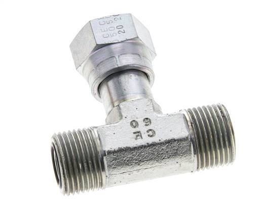 UN 13/16''-16 M/F Zinc plated Steel Tee ORFS with union nut 630 Bar - Hydraulic