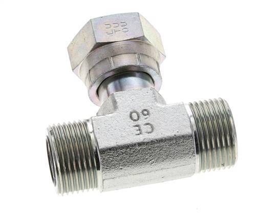 UN 1-3/16''-12 M/F Verzinkt Stalen T-stuk ORFS met wartelmoer 400 Bar - Hydrauliek