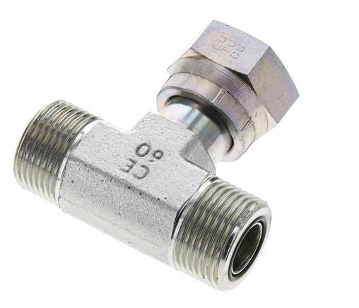 UN 1-3/16''-12 M/F Verzinkt Stalen T-stuk ORFS met wartelmoer 400 Bar - Hydrauliek