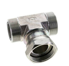 UN 2''-12 M/F Zinc plated Steel Tee ORFS with union nut 250 Bar - Hydraulic