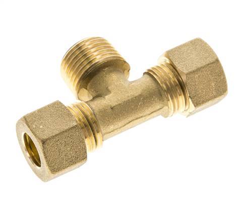 R 1/2'' Buitendraad x 12mm Messing T-stuk Knelfitting 75 Bar DIN EN 1254-2