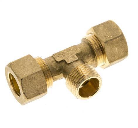 R 1/2'' Buitendraad x 16mm Messing T-stuk Knelfitting 76 Bar DIN EN 1254-2