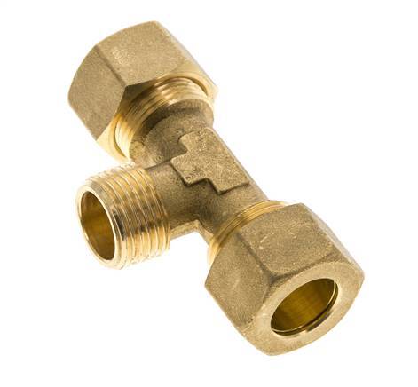 R 1/2'' Buitendraad x 16mm Messing T-stuk Knelfitting 76 Bar DIN EN 1254-2
