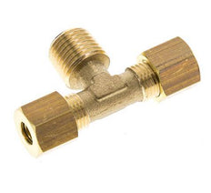 R 1/4'' Buitendraad x 6mm Messing T-stuk Knelfitting 150 Bar DIN EN 1254-2