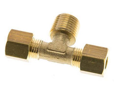 R 1/4'' Buitendraad x 6mm Messing T-stuk Knelfitting 150 Bar DIN EN 1254-2