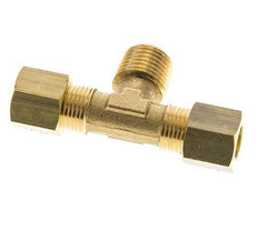 R 1/4'' Buitendraad x 8mm Messing T-stuk Knelfitting 135 Bar DIN EN 1254-2