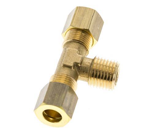 R 1/4'' Buitendraad x 8mm Messing T-stuk Knelfitting 135 Bar DIN EN 1254-2