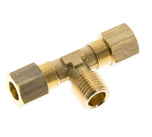 R 1/4'' Buitendraad x 8mm Messing T-stuk Knelfitting 135 Bar DIN EN 1254-2