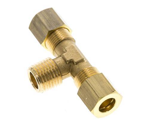 R 1/4'' Buitendraad x 8mm Messing T-stuk Knelfitting 135 Bar DIN EN 1254-2
