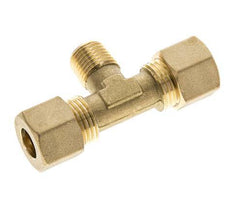 R 1/4'' Buitendraad x 10mm Messing T-stuk Knelfitting 95 Bar DIN EN 1254-2