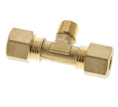 R 1/4'' Buitendraad x 10mm Messing T-stuk Knelfitting 95 Bar DIN EN 1254-2
