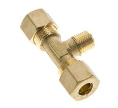 R 1/4'' Buitendraad x 10mm Messing T-stuk Knelfitting 95 Bar DIN EN 1254-2
