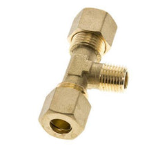 R 1/4'' Buitendraad x 10mm Messing T-stuk Knelfitting 95 Bar DIN EN 1254-2