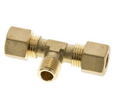 R 1/4'' Buitendraad x 10mm Messing T-stuk Knelfitting 95 Bar DIN EN 1254-2