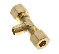 R 1/4'' Buitendraad x 10mm Messing T-stuk Knelfitting 95 Bar DIN EN 1254-2