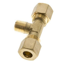 R 1/4'' Buitendraad x 10mm Messing T-stuk Knelfitting 95 Bar DIN EN 1254-2