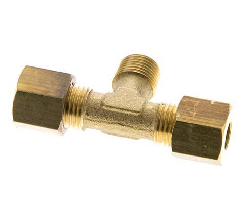 R 1/8'' Buitendraad x 6mm Messing T-stuk Knelfitting 150 Bar DIN EN 1254-2
