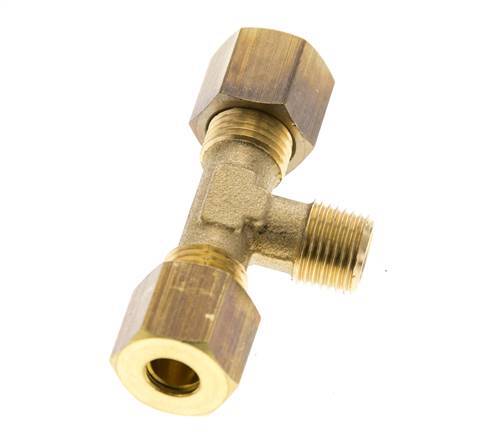 R 1/8'' Buitendraad x 6mm Messing T-stuk Knelfitting 150 Bar DIN EN 1254-2