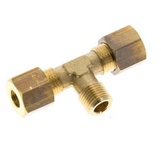 R 1/8'' Buitendraad x 6mm Messing T-stuk Knelfitting 150 Bar DIN EN 1254-2