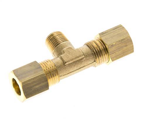 R 1/8'' Buitendraad x 8mm Messing T-stuk Knelfitting 135 Bar DIN EN 1254-2