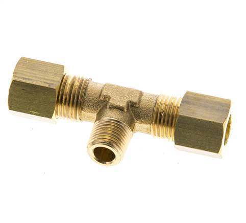 R 1/8'' Buitendraad x 8mm Messing T-stuk Knelfitting 135 Bar DIN EN 1254-2