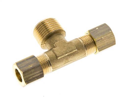 R 3/8'' Buitendraad x 8mm Messing T-stuk Knelfitting 135 Bar DIN EN 1254-2