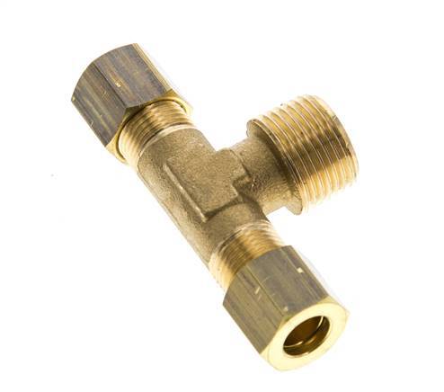 R 3/8'' Buitendraad x 8mm Messing T-stuk Knelfitting 135 Bar DIN EN 1254-2