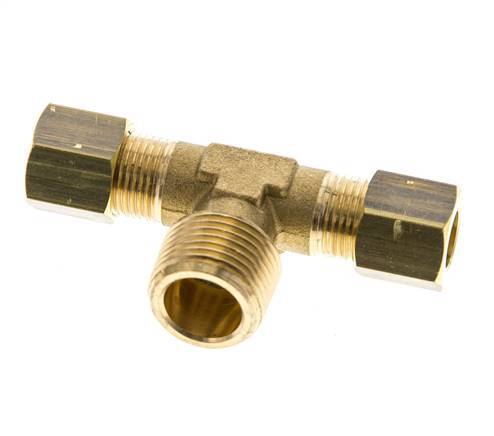 R 3/8'' Buitendraad x 8mm Messing T-stuk Knelfitting 135 Bar DIN EN 1254-2
