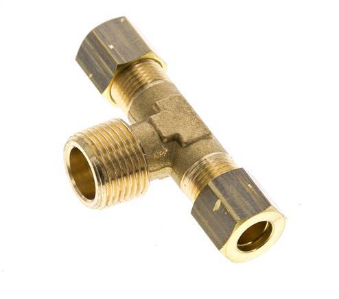 R 3/8'' Buitendraad x 8mm Messing T-stuk Knelfitting 135 Bar DIN EN 1254-2