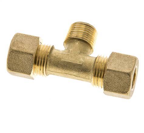 R 3/8'' Buitendraad x 12mm Messing T-stuk Knelfitting 75 Bar DIN EN 1254-2