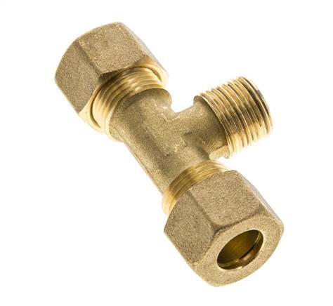 R 3/8'' Buitendraad x 12mm Messing T-stuk Knelfitting 75 Bar DIN EN 1254-2