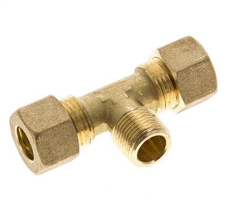 R 3/8'' Buitendraad x 12mm Messing T-stuk Knelfitting 75 Bar DIN EN 1254-2