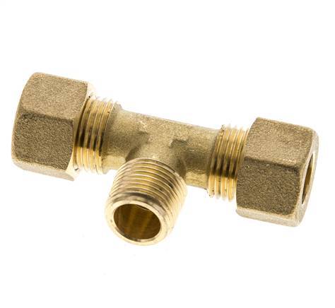 R 3/8'' Buitendraad x 12mm Messing T-stuk Knelfitting 75 Bar DIN EN 1254-2