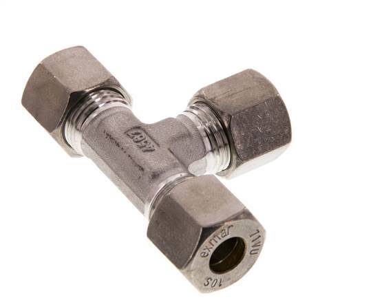 10S RVS T-stuk Knelfitting 630 Bar DIN 2353