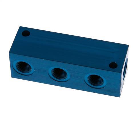 4xG 1/4'' Aluminium Verdeelblok Eenzijdig 16 Bar