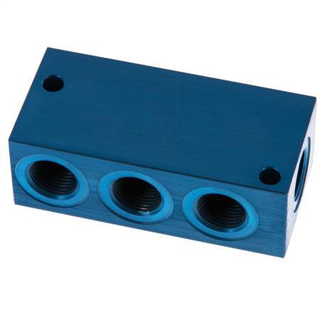 4xG 3/8'' Aluminium Verdeelblok Eenzijdig 16 Bar