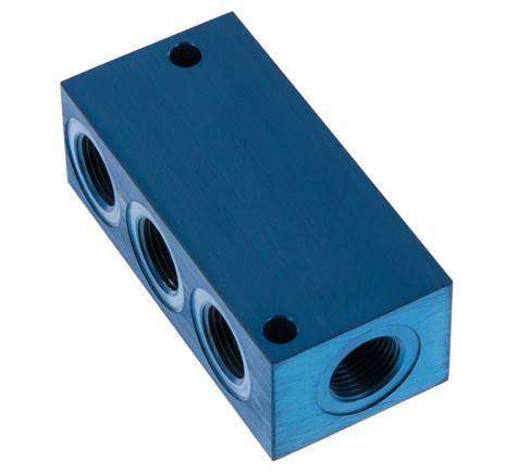 4xG 3/8'' Aluminium Verdeelblok Eenzijdig 16 Bar