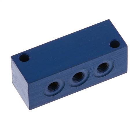 4xM5 Aluminium Verdeelblok Eenzijdig 16 Bar
