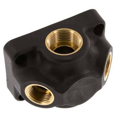 G 3/4'' x G 1/2'' Plastic Muurplaat 4-weg Luchtdoorvoer met doorlaat 15 Bar