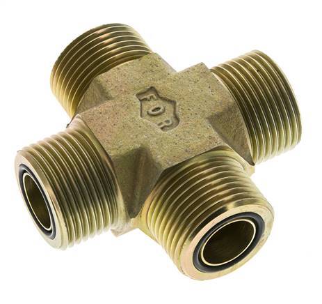 UN 1-3/16''-12 Male Zinc plated Steel Cross ORFS 400 Bar - Hydraulic