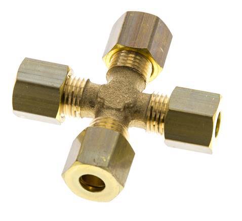 6mm Brass Cross Compression Fitting DIN EN 1254-2