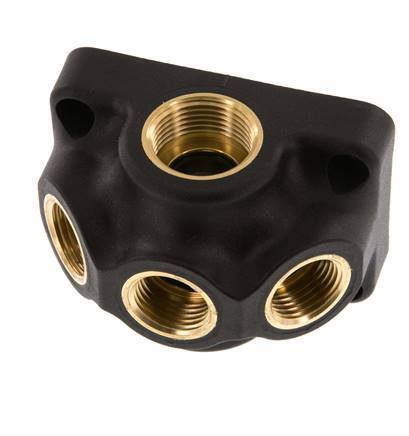 G 3/4'' x G 1/2'' Plastic Muurplaat 5-weg Luchtdoorvoer met doorlaat 15 Bar