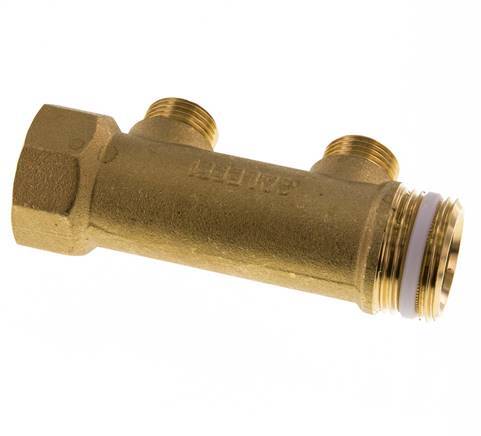 G 1'' x 2xG 1/2'' F/M/M Messing Verdeelstang 10 Bar