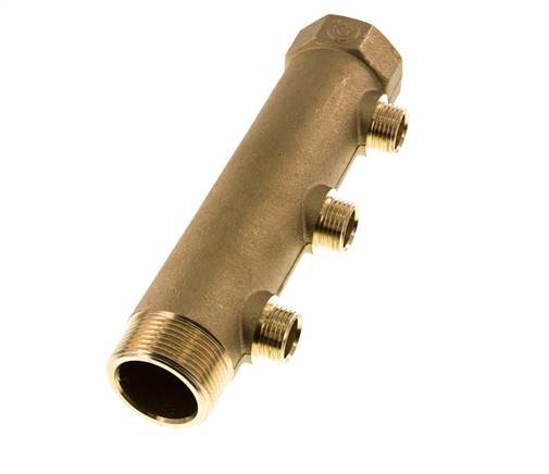 G 1 1/4'' x 3xG 1/2'' F/M/M Messing Verdeelstang 10 Bar