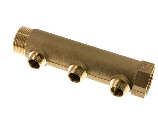 G 1 1/4'' x 3xG 1/2'' F/M/M Messing Verdeelstang 10 Bar