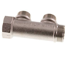 G 3/4'' x 2xG 1/2'' F/M/M Vernikkeld Messing Verdeelstang 10 Bar